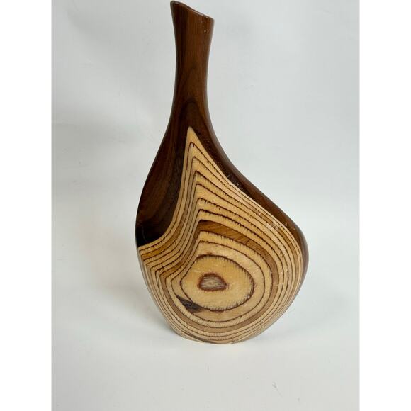 MCM Handmade Laminated Wood Minimalist Sculptural Vase Signed H. Süpola - Picture 11 of 11